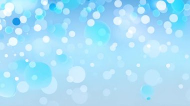 Mavi ve beyaz bokeh açık mavi arka planda animasyon daireleri çiziyor. Soyut, ışıltılı, efektli, şenlikli, dekoratif, ışıltılı