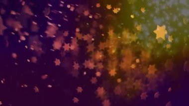 Koyu arkaplanda hareket eden renkli yıldızlar ve parıltılar. Soyut, enerjik, gece, hareket, ışıltı, parıltı