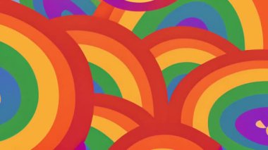 Renkli üst üste binen gökkuşağı kemerleri canlı arkaplanda canlanıyor. parlak, soyut, gradyan, desen, kıvrımlar