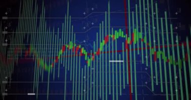 Finansal veriler ve borsa analizleri mavi arka planda. Finans, yatırım, büyüme, ekonomi, eğilim, dijital