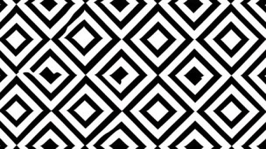 Siyah ve beyaz geometrik elmas desenli animasyon. Soyut, tasarım, pürüzsüz, modern, arkaplan, grafik