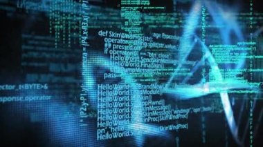 Bilimsel veriler, DNA dizileri ve ikili kodlama animasyonları işleniyor. Bilim, teknoloji, genetik, biyoteknoloji.