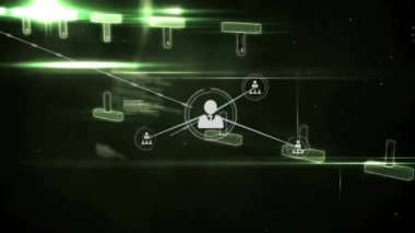 Dijital veri işleme üzerinden DNA ipliği ve ağ bağlantıları. Teknoloji, bilim, biyoteknoloji, genetik, fütüristik, yenilik