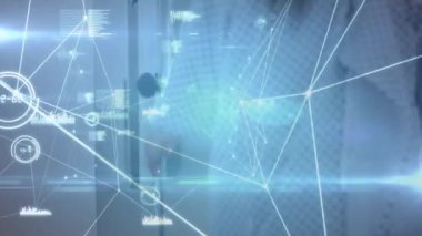 Tıbbi veri animasyonu işleniyor, hastanede çalışan sağlık uzmanları. takım çalışması, analiz, tıp, tanı, teknoloji