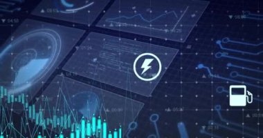 Finansal veriler ve borsa grafiğinde dalgalanan tıbbi çapraz animasyon. Finans, analiz, istatistik, sağlık, dijital, teknoloji