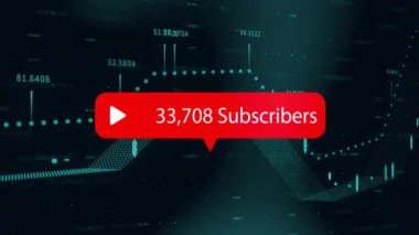 329,020 abonesi dijital dünya haritası üzerinde veri noktalarıyla animasyon yapıyor. global, görselleştirme, analitik, istatistik, bağlantı, büyüme
