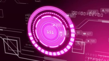 Siyah arkaplanda tarama kapsamı üzerinde dijital veri işleme animasyonu. Dijital arayüz, bağlantılar, hesaplama ve veri işleme kavramı dijital olarak oluşturuldu.