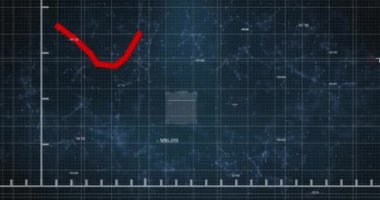 QR kodu üzerinden kırmızı çizgi ve veri işleme animasyonu. Küresel siber güvenlik, finans, iş, bağlantılar, hesaplama ve veri işleme kavramı dijital olarak oluşturulmuş video.