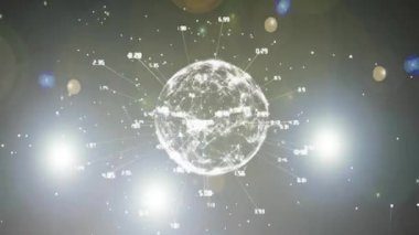 Veri noktaları ve bağlantılarıyla parlayan dünya, dijital ağ animasyonu. Teknoloji, yenilik, küresel iletişim, fütüristik, siber uzay