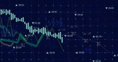 Finansal veriler ve borsa analizleri grafik çizgilerinde dalgalanma gösteriyor. Maliye, veri analizi, yatırım, ekonomi, pazar eğilimleri, ticaret