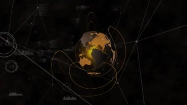 Siyah arka planda dünya üzerindeki bağlantı ağının animasyonu. Küresel teknoloji, bağlantılar, hesaplama ve dijital arayüz kavramı dijital olarak oluşturulmuş video.