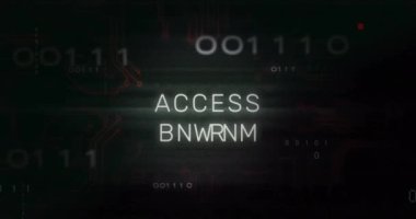 Siyah arkaplandaki veri işlemesiyle erişimin animasyonu reddedildi. Küresel teknoloji, bilgisayar, çevrimiçi güvenlik ve dijital arayüz kavramı dijital olarak oluşturulmuş video.