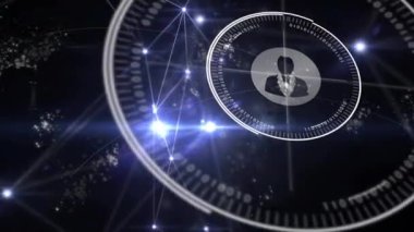 Çeşitli iş adamları üzerinde bağlantılar ve veri işleme animasyonu ağı. Teknoloji, ağ oluşturma, takım çalışması, dijital, iletişim, yenilik