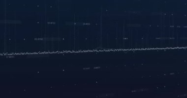 Siyah arkaplanda veri işleme animasyonu. Küresel teknoloji, bilgisayar ve dijital arayüz kavramı dijital olarak oluşturulmuş video.