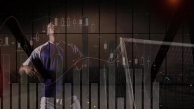 Futbolcularla ilgili finansal veriler ve borsa animasyonu. Finans, hisse senedi, yatırım, ticaret, analiz, spor