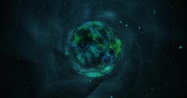 Dünya üzerindeki bağlantı ağının animasyonu. Teknoloji ve dijital arayüz kavramı dijital olarak oluşturuldu.