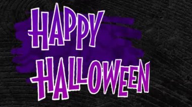 Mutlu Cadılar Bayramı metin animasyonları, koyu renkli arka planda, mor röfleli. Ürkütücü, karanlık arka plan, kutlama, neşeli, ürkütücü, tatil