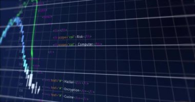 Finansal veriler üzerinde HTML kod animasyonu olan borsa grafiği. Finans, hisse senetleri, ticaret, yatırım, büyüme, analitik