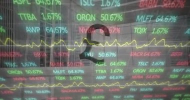 Ofisteki çeşitli iş adamları için borsa veri animasyonu. finans, analitik, takım çalışması, işbirliği, büyüme, şirket