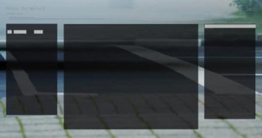 Trafik üzerinde dijital veri işleme animasyonu. Dijital olarak oluşturulmuş küresel bağlantılar, hesaplama ve veri işleme kavramı.