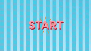 Mavi dikey arkaplan üzerinde Başlat metin animasyonu. design, digital, motion, graphics, creative, soyut