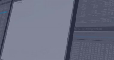 Beyaz arka planda veri işleme animasyonu. Küresel teknoloji, bilgisayar ve dijital arayüz kavramı dijital olarak oluşturulmuş video.