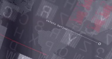 WWW üzerinde dijital dünya haritası ve veri işleme animasyonu. Teknoloji, internet, ağ, siber ağ