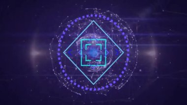 Dünya çapında bağlantılarla yapılan taramaların animasyonu. Teknoloji ve dijital arayüz kavramı dijital olarak oluşturuldu.