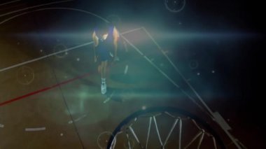 Basketbolcu, dinamik spor animasyonu yerine topu smaç basıyor. atlet, aksiyon, rekabet, enerji, performans, atlama