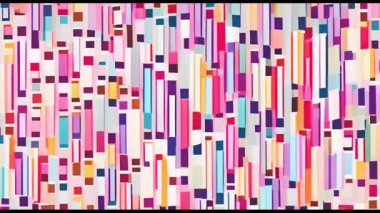 Beyaz arka planda hareket eden renkli şekillerin canlandırması. Desen, şekiller ve doku konsepti dijital olarak oluşturulmuş video.