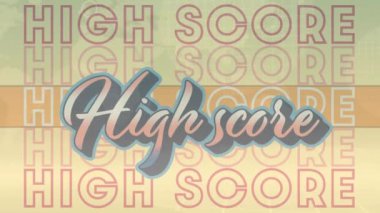 Arka planda tekrarlanan yüksek puanlı metin animasyonu. Tipografi, tasarım, kusursuz, döngüleme, hareket, grafikler