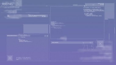 Mavi teknik arayüz üzerinde veri analizi ve sistem performans animasyonu. Teknoloji, görselleştirme, fütürist, yüksek teknoloji