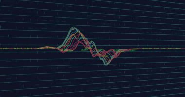 Siyah arkaplanda veri işleme animasyonu. Küresel teknoloji, bilgisayar ve dijital arayüz kavramı dijital olarak oluşturulmuş video.