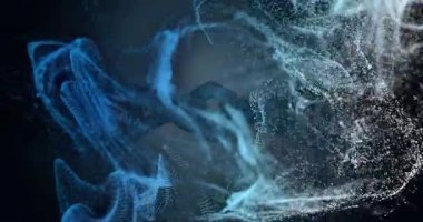 Koyu mavi arka planda DNA ipliği ve parçacıklar animasyonu. Genetik, biyoteknoloji, moleküler, bilim, biyoloji, araştırma