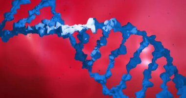 DNA ipliği üzerinde hareket eden moleküllerin animasyonu. Küresel bilim, bağlantılar, hesaplama ve veri işleme kavramı dijital olarak oluşturulmuş video.