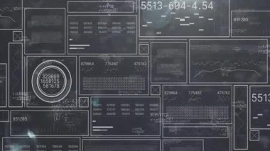 Matematiksel denklemlerin veri işleme üzerine animasyonu. Küresel iş ve dijital arayüz kavramı dijital olarak oluşturulmuş video.