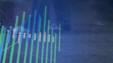 Çubuk ve çizgi çizelgesini okyanus dalgaları üzerinde canlandırıyorum. Veri, görselleştirme, animasyon, grafikler, tasarım, bilgi