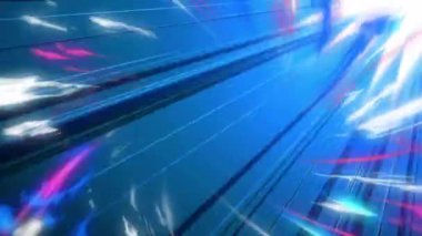 Mavi ve beyaz ışık animasyon çizgileri oluşturur ve dinamik hareket efekti yaratır. Soyut, fütüristik, hız, teknoloji, aydınlatma, enerji