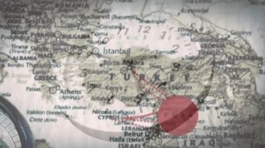 Avrupa haritası üzerinde kırmızı hat izleme rotası, seyahat animasyonu. macera, yolculuk, seyrüsefer, hedef, tatil, turizm