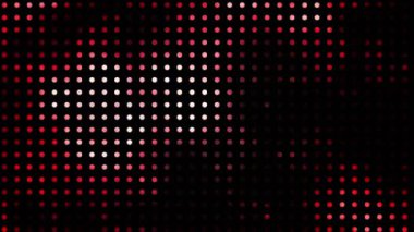 Siyah arka planda hareket eden kırmızı noktaların animasyonu. Desen ve soyut arkaplan kavramı dijital olarak oluşturuldu.