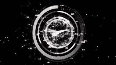 Veri noktaları ve grafiklerle dönen küre, geleceksel veri analizi animasyonu. technology, analytics, global, information, görselleştirme, network