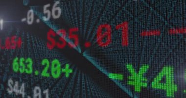 Borsa numaraları ve finansal veri animasyonunda ikili kodlama. Finans, ekonomi