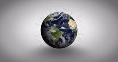 Dünyayı çevreleyen uçaklar animasyonda geometrik şekiller yaratıyor. Seyahat, havacılık, uçuş, gökyüzü, soyut, sanatsal