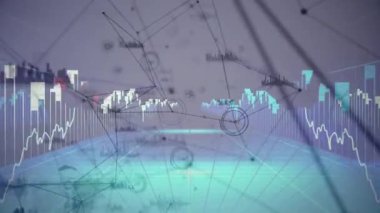 Soyut geometrik arkaplan üzerinden finansal veriler ve borsa analizleri canlandırılıyor. Finans, animasyon, grafikler, illüstrasyon, eğilimler