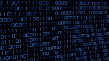 Siyah arkaplanda veri işleme animasyonu. Küresel teknoloji, bilgisayar ve dijital arayüz kavramı dijital olarak oluşturulmuş video.