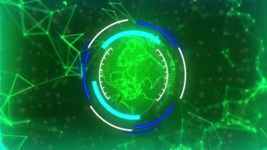 Dijital küre ve geometrik şekiller, geleceksel veri görselleştirme animasyonu. teknoloji, bilim kurgu, soyut, analitik, ağ, yenilik