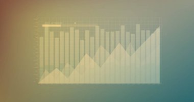 Yeşil ve pembe gradyan arkaplana karşı istatistiksel veri işleme resmi. İş veri teknolojisi kavramı