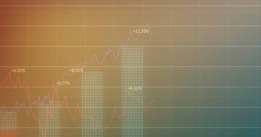 Renkli çizgiler grafikte yukarı doğru büyümeyi gösteriyor. Zaman içinde farklı finansal istatistikleri temsil ederek eğilimleri yakalıyorlar