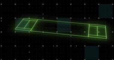 Spor alanında veri işleme görüntüsü. Küresel spor, rekabet, hesaplama ve veri işleme kavramı dijital olarak oluşturulmuş görüntü.