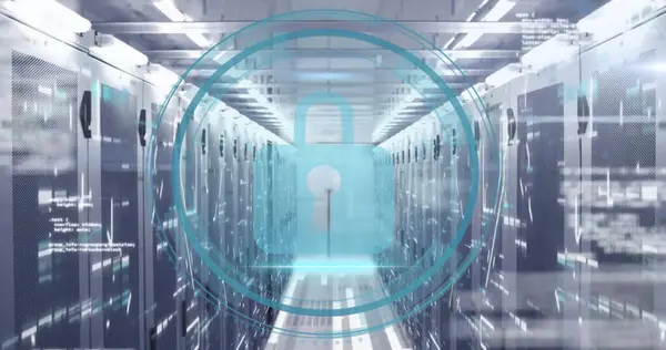 Stock image Image of cyber security data processing over computer servers. Global online security, connections, computing and data processing concept digitally generated image.